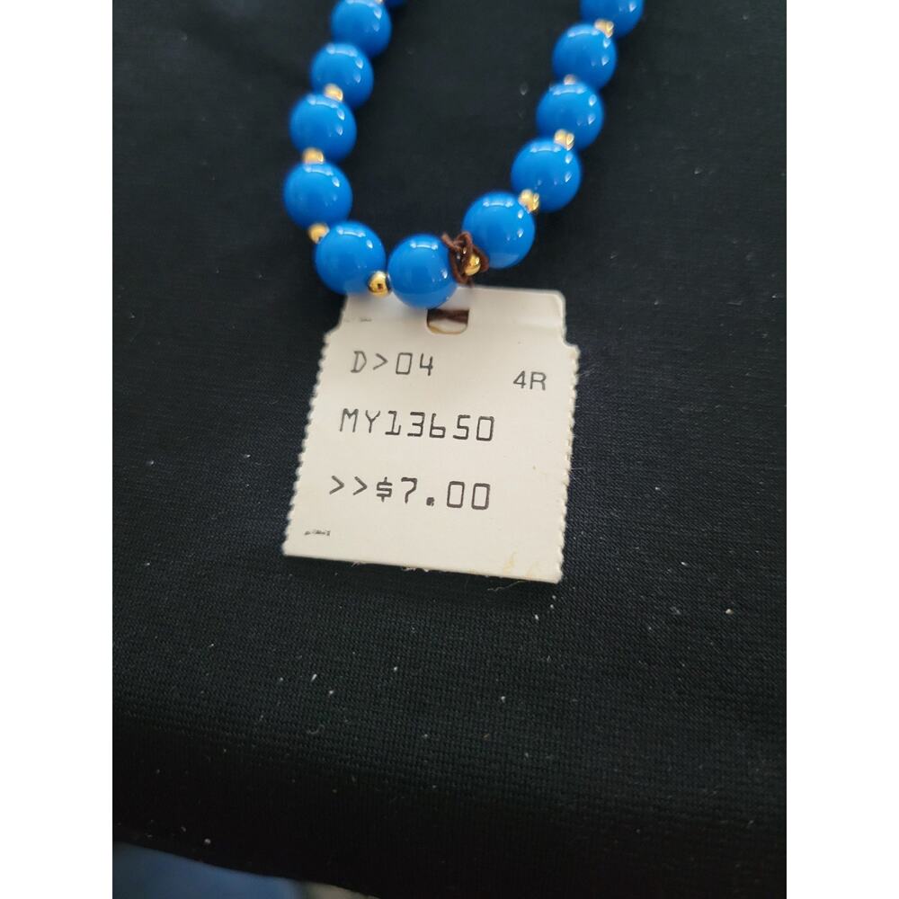 Vintage Pair of Blue Bead Necklace SEARS Gold Tone Clasp 30" Nice - Picture 2 of 13